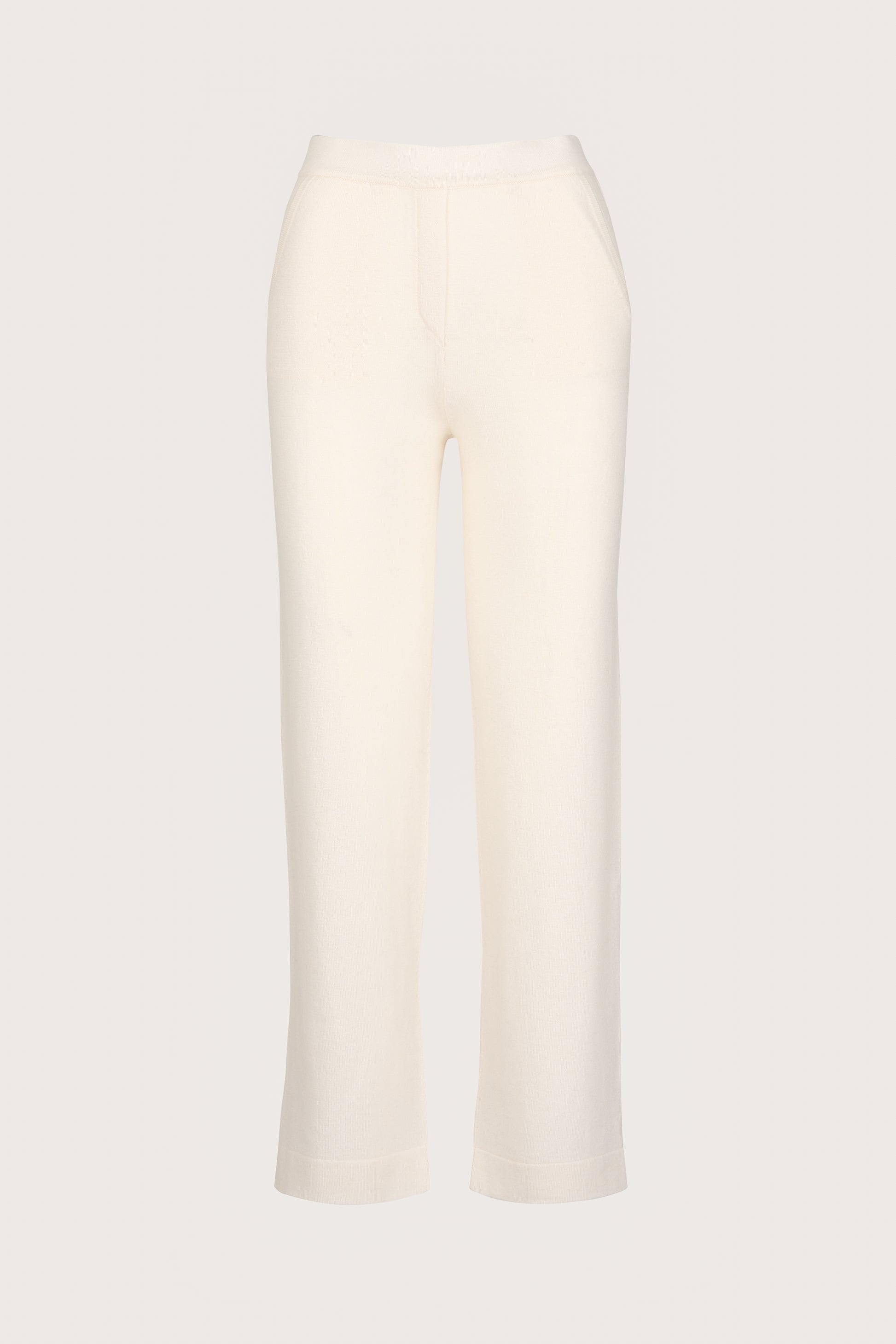 straight leg winter white cashmere lounge trousers