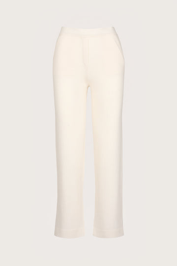 straight leg winter white cashmere lounge trousers