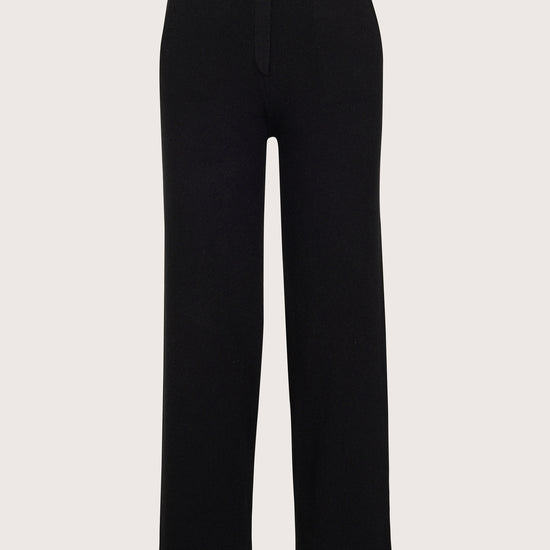 straight leg black cashmere lounge trousers