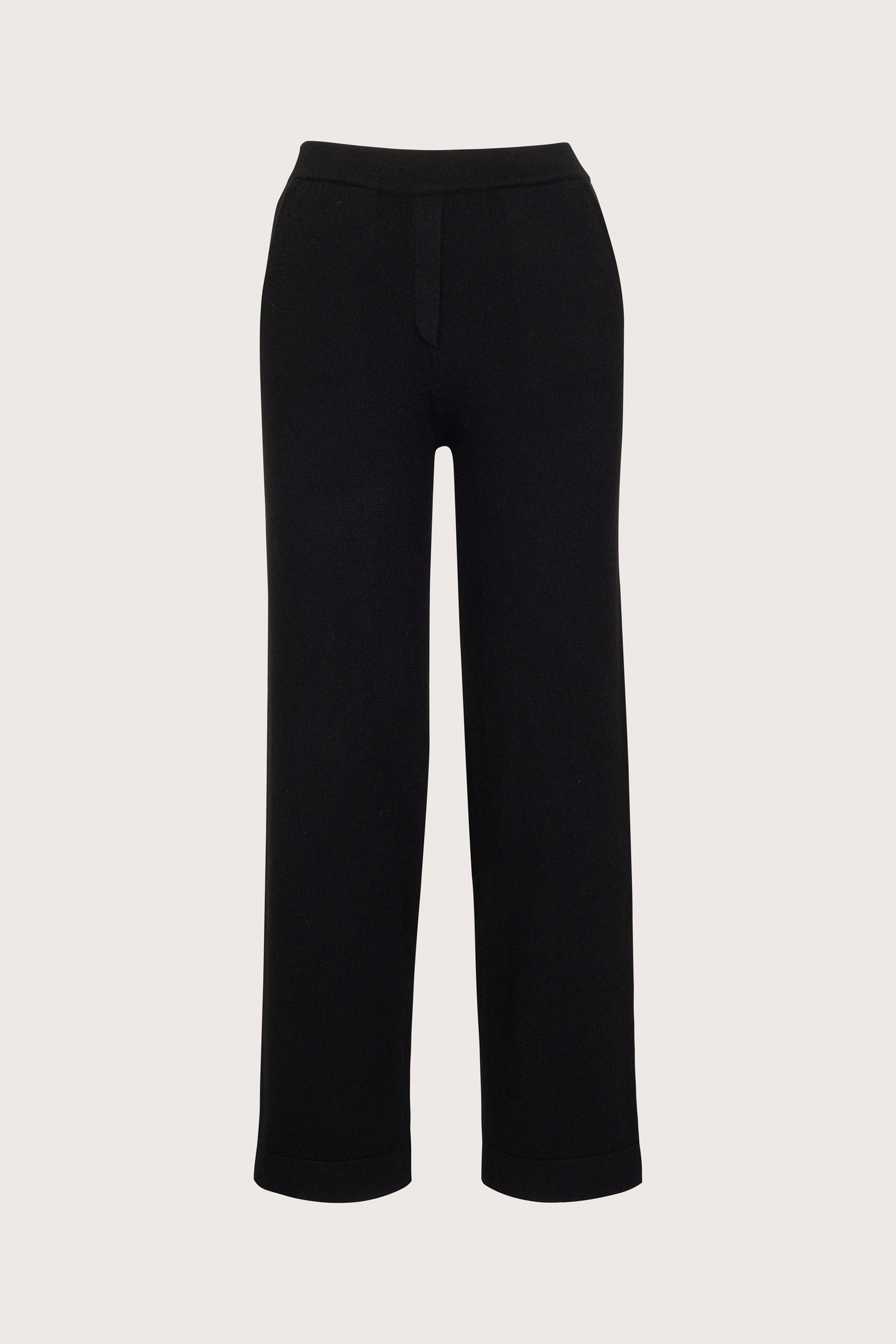 straight leg black cashmere lounge trousers