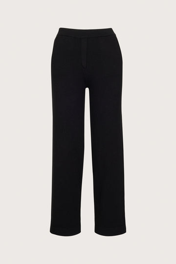 straight leg black cashmere lounge trousers