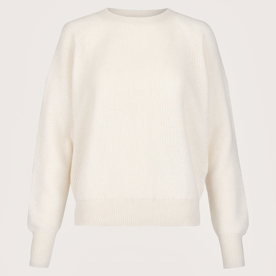 Winter white ribbed crew neck cashmere jumper