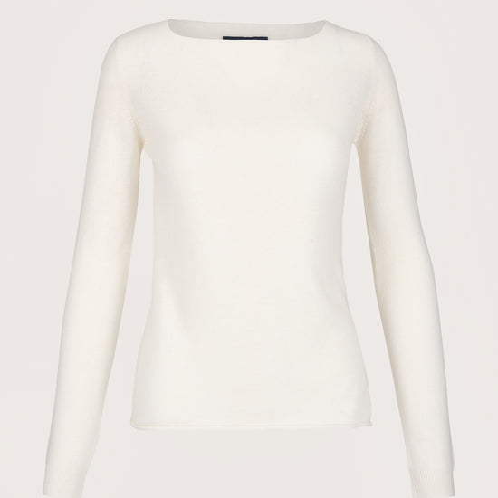 Winter white boat neck cashmere jumper