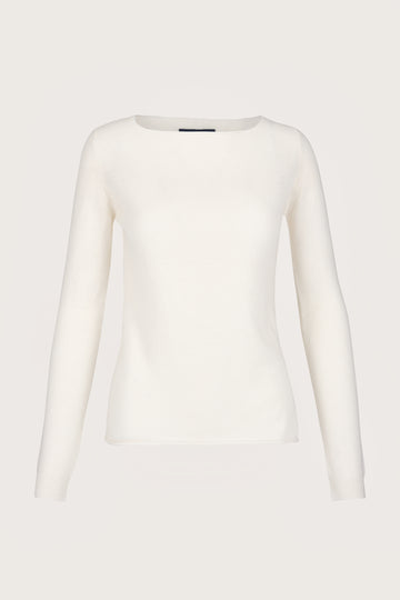 Winter white boat neck cashmere jumper