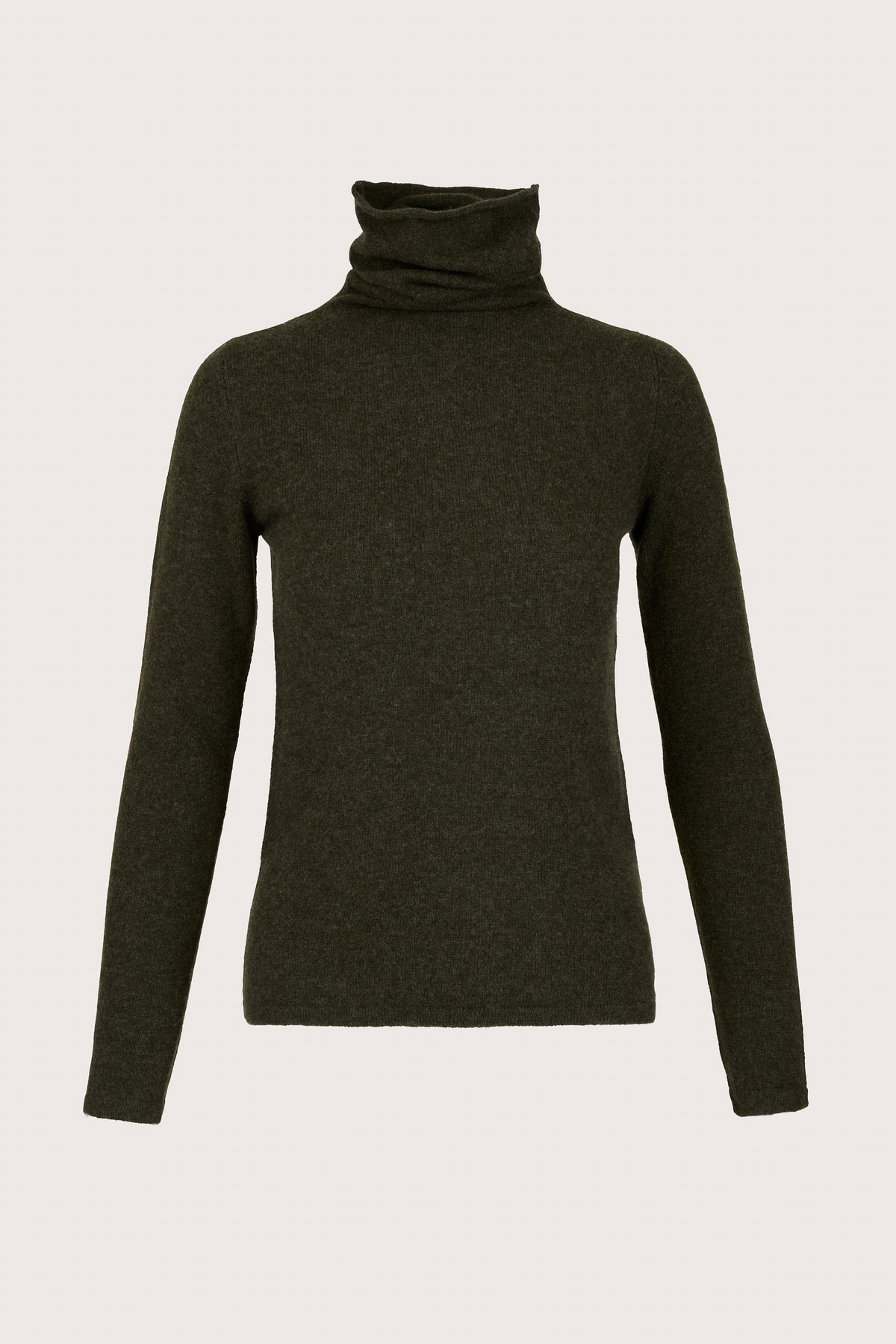 Cowl neck long sleeved cashmere jumper in khaki