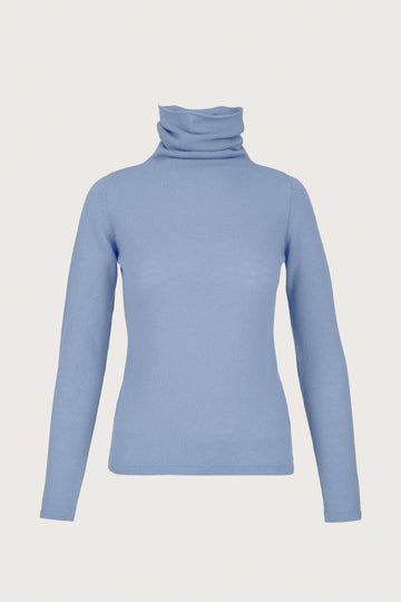 Blue cashmere roll neck