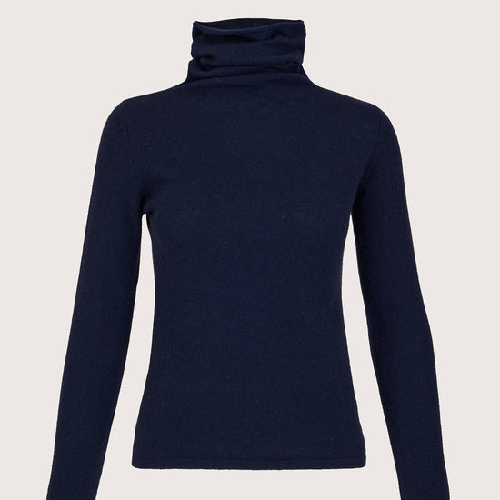 Navy cashmere roll neck