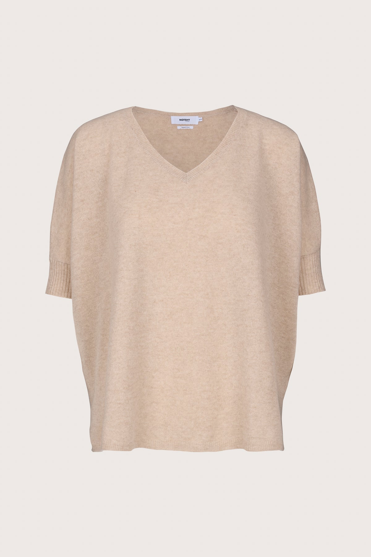 V neck jumper with cuffed arms