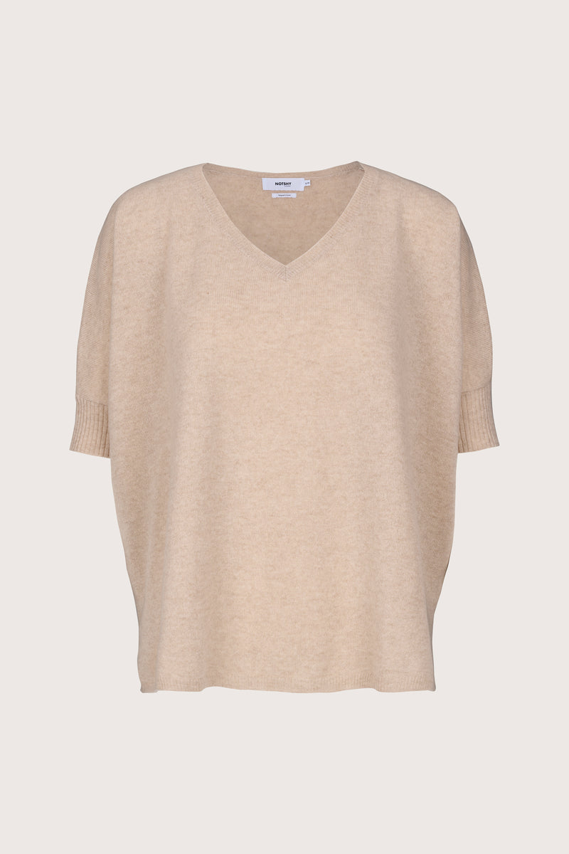 V neck jumper with cuffed arms