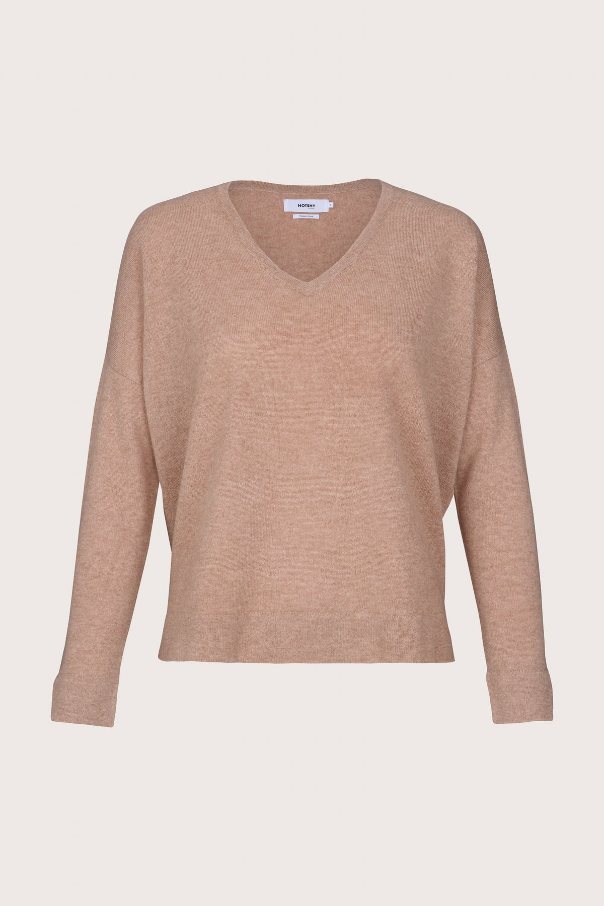V neck cashmere jumper with ribbed cuffs