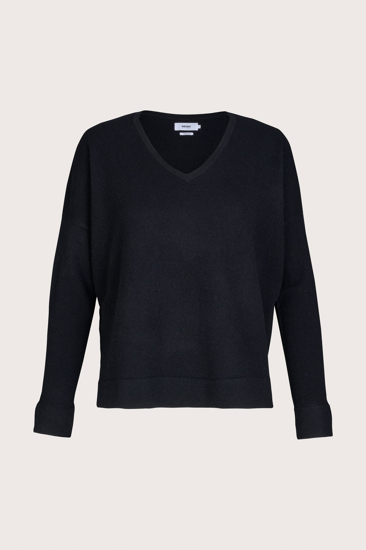 V neck cashmere jumper with ribbed cuffs