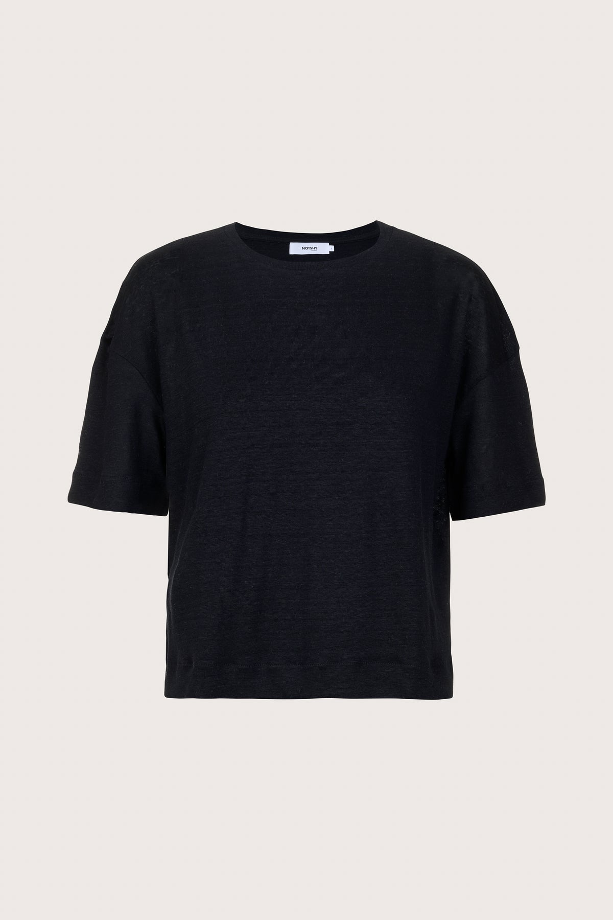 black boxy fit tee with round neck 
