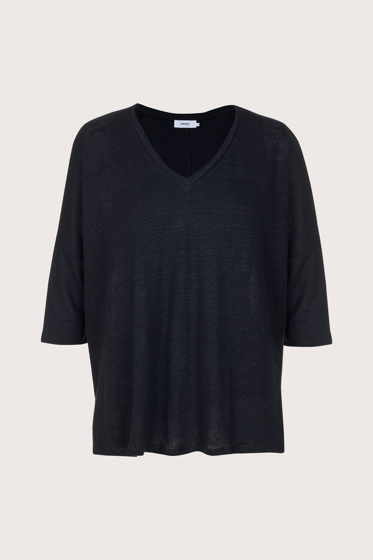 black tee with v neck