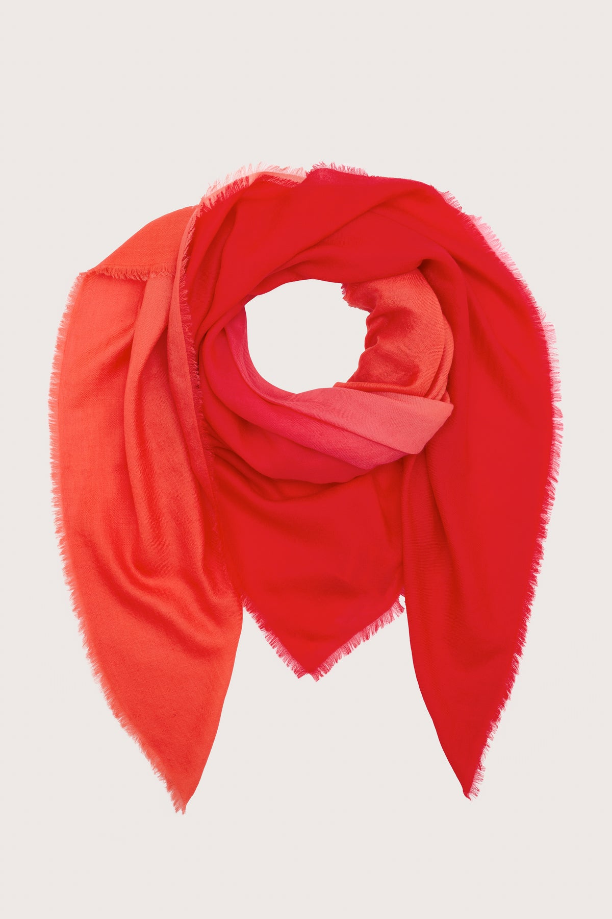 Tissue cashmere scarf in hot coral tones