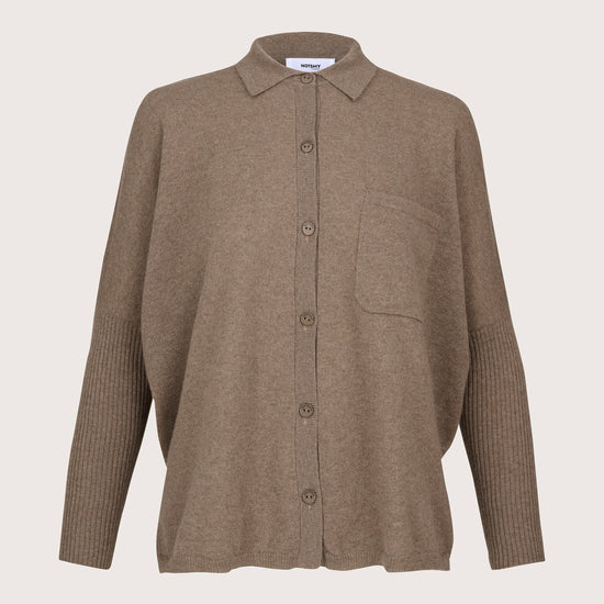 cashmere button down jumper with ribbed sleeves and collar 