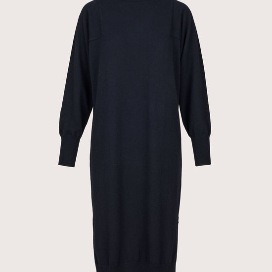 cashmere jumper dress with ribbed cuffs in black