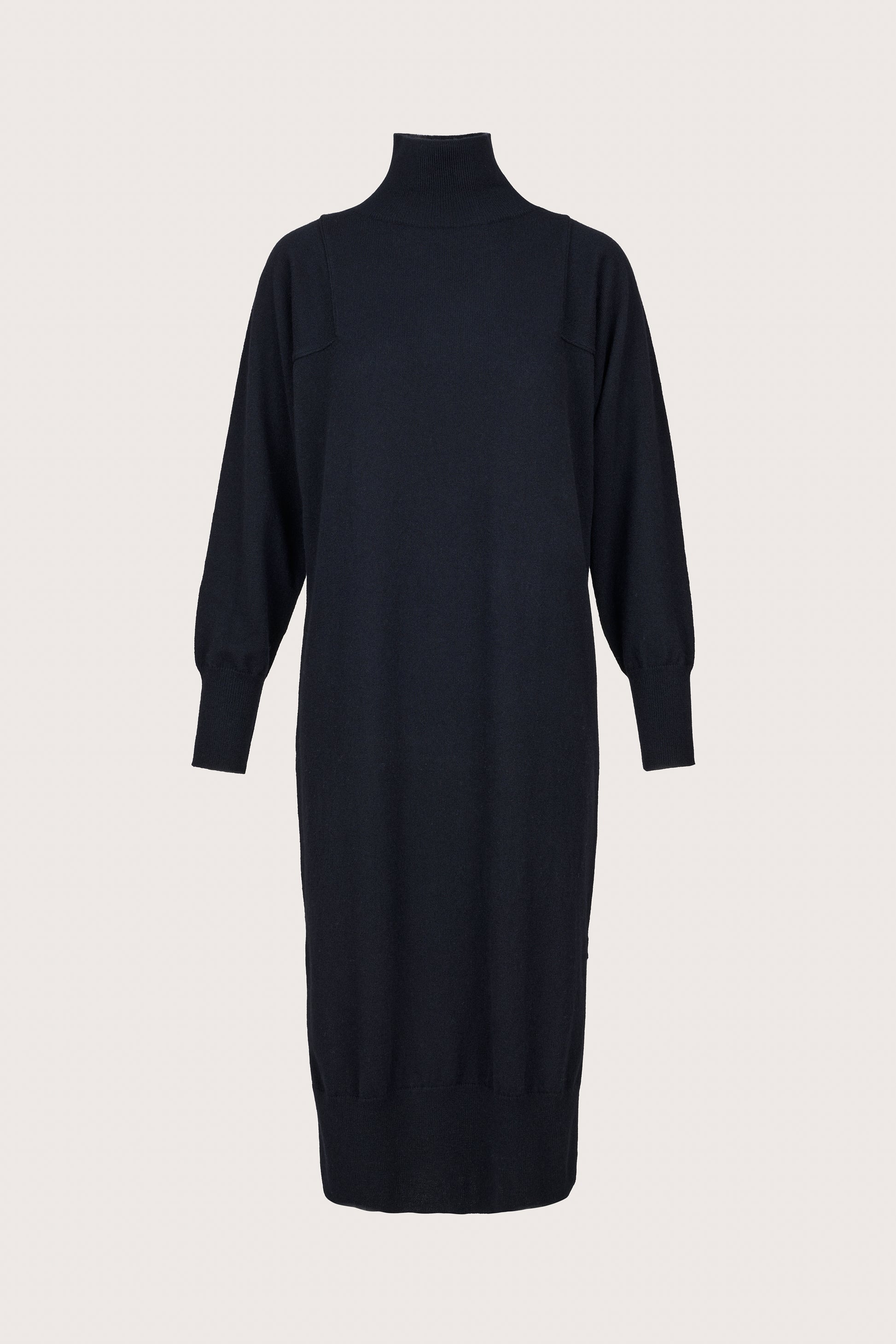 cashmere jumper dress with ribbed cuffs in black