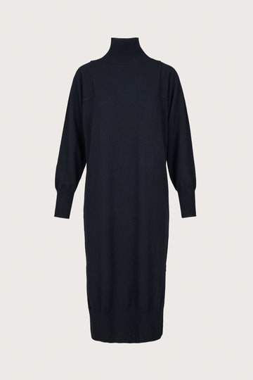 cashmere jumper dress with ribbed cuffs in black