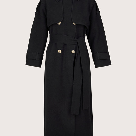 black knitted trench coat with cashmere/wool blend 