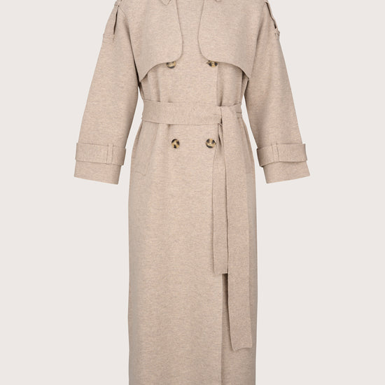 knitted taupe trench from wool/cashmere