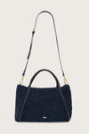 Faux shearling navy bag with cross body bag