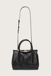 Black leather bag with cross body strap attatched