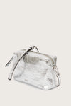 Silver leather bag with cross body strap