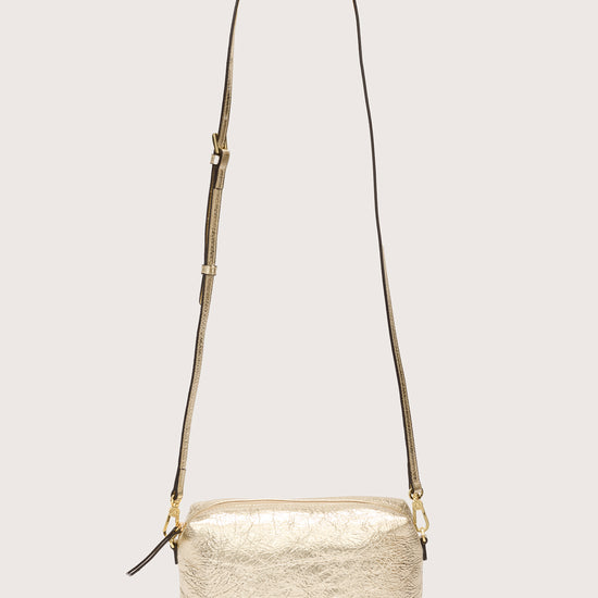 Gold leather cross body  bag