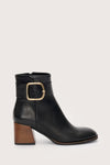 Italian leather boot with buckle detail at the ankle