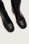 Toe shot of black Italian leather boots