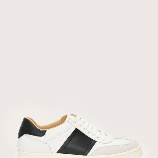 italian leather white trainers with black details