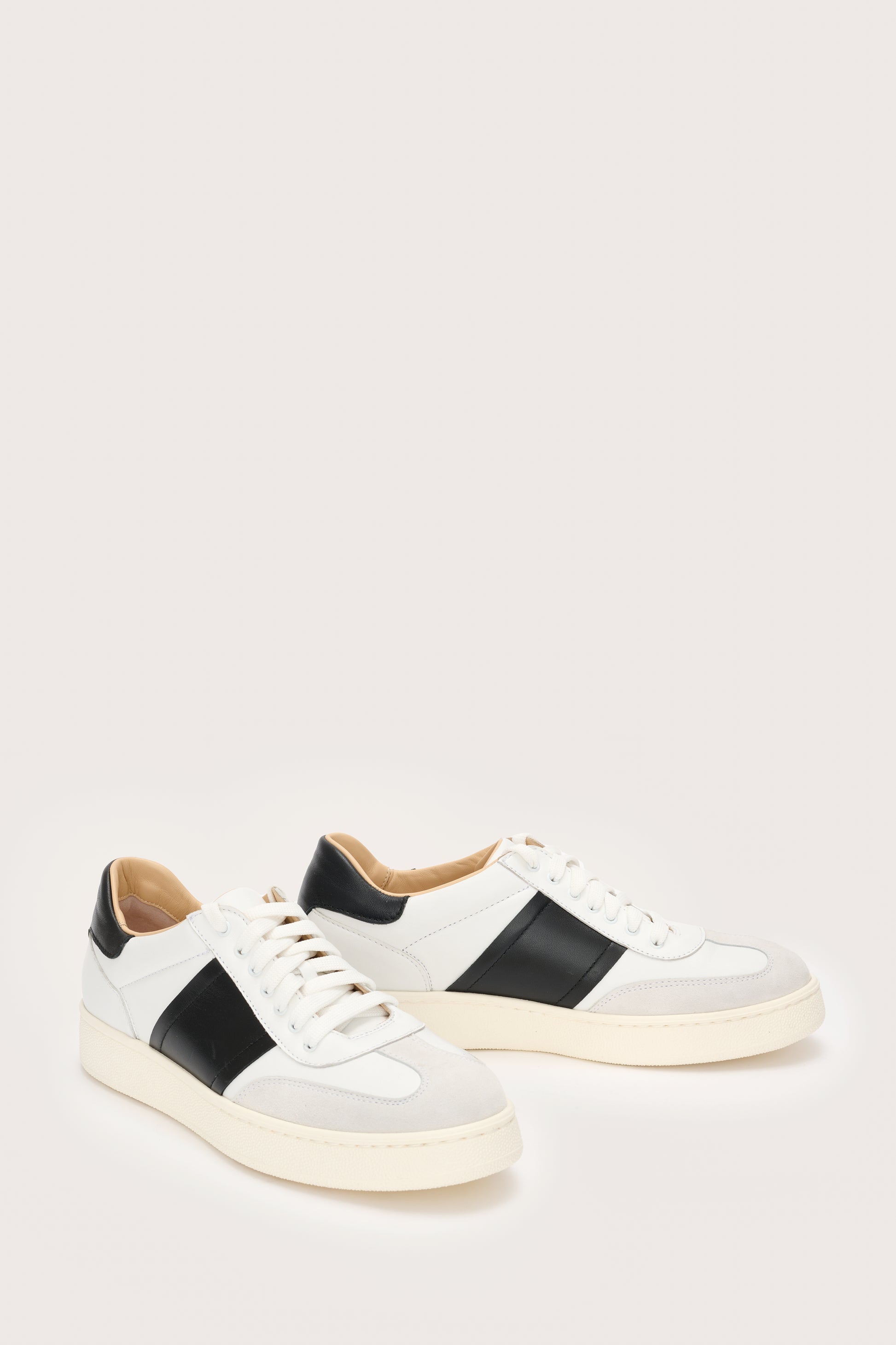 italian leather white trainers with black details