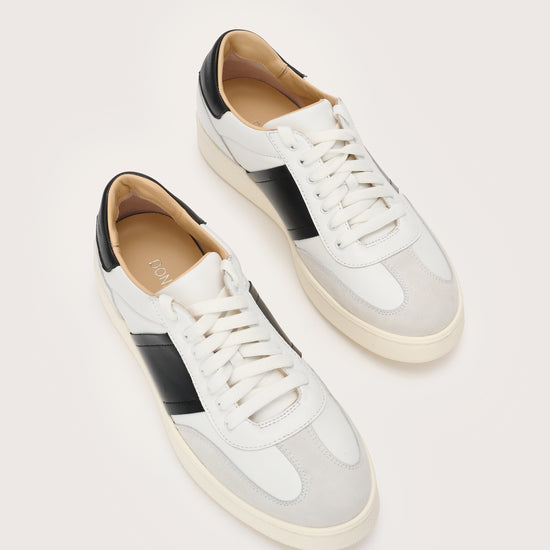 italian leather white trainers with black details