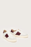 White italian leather trainers with maroon details