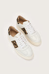 White italian leather trainers with leopard details