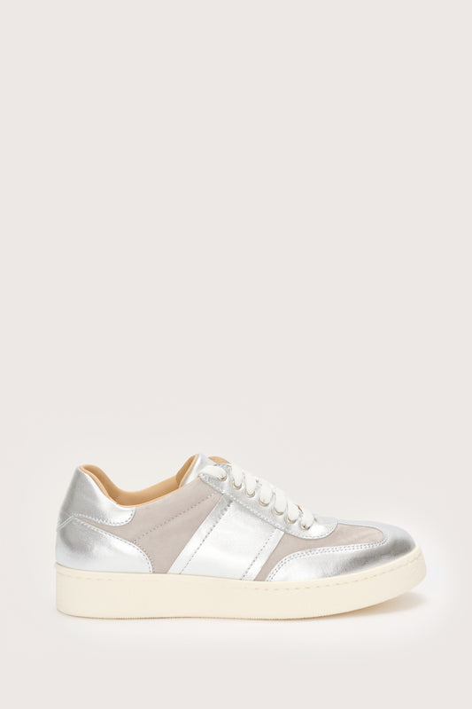 Silver and grey suede Italian leather trainer 