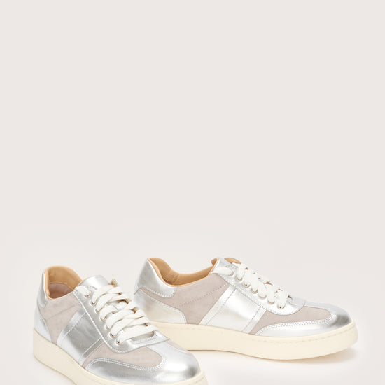 Silver and grey suede Italian leather trainer 