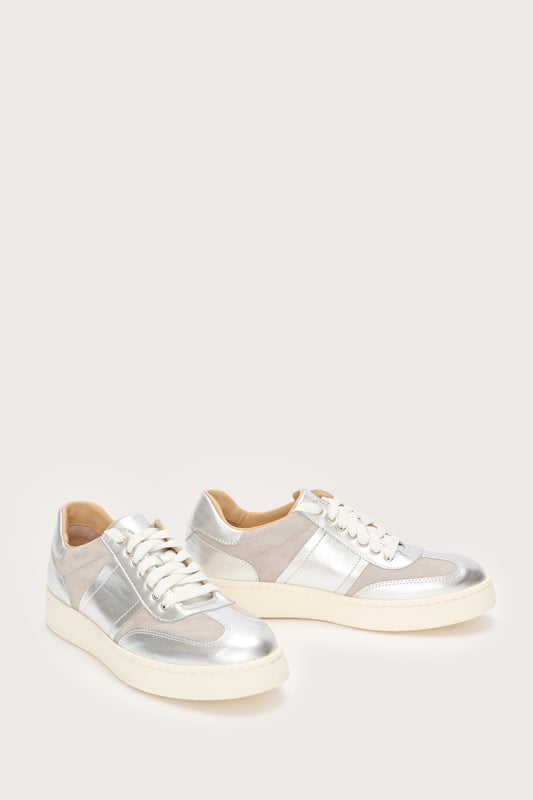 Silver and grey suede Italian leather trainer 