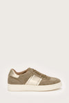 Taupe and gold Italian leather trainer