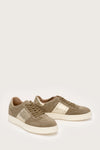 Taupe and gold Italian leather trainer