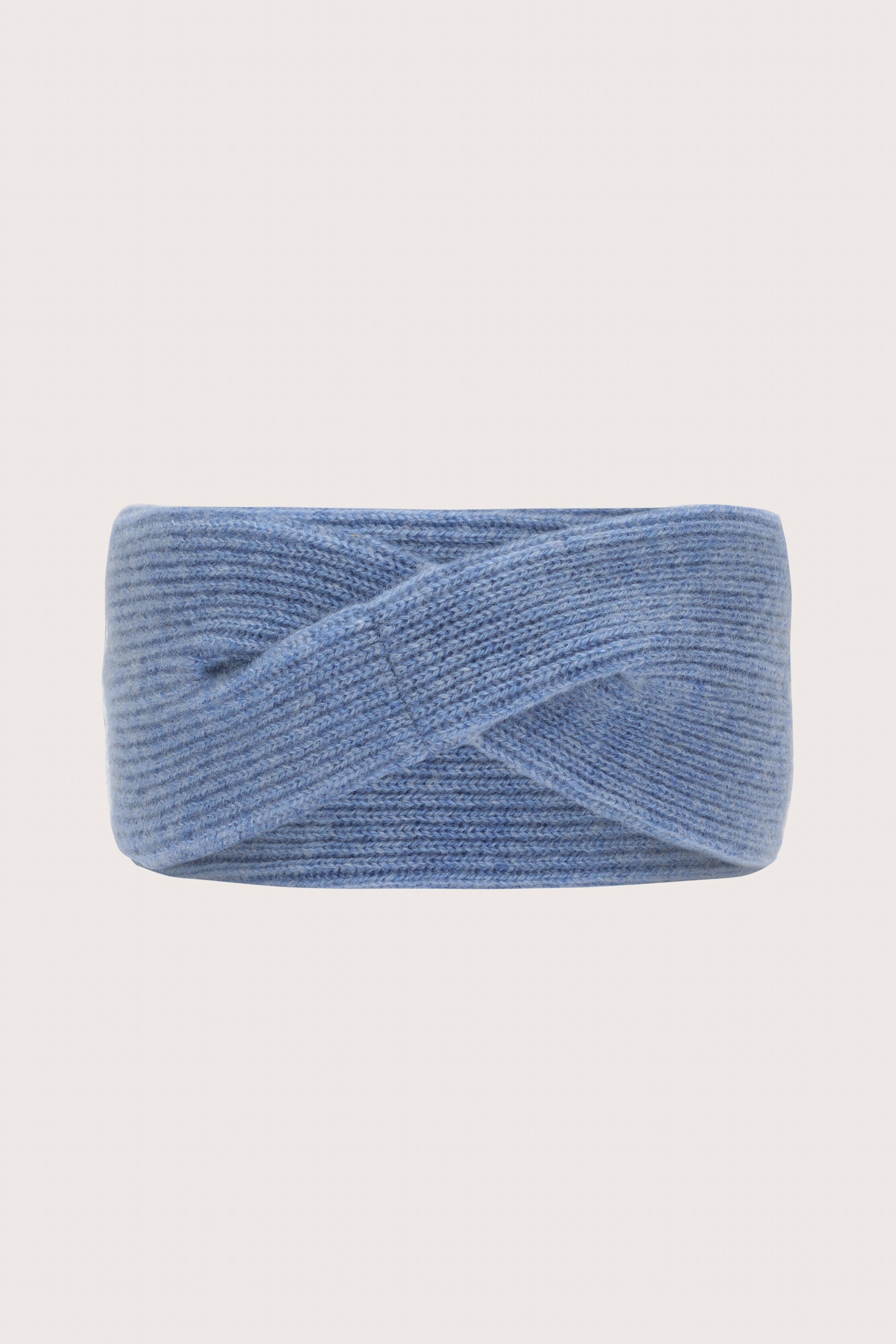 Denim blue rib cashmere ear warmer headband