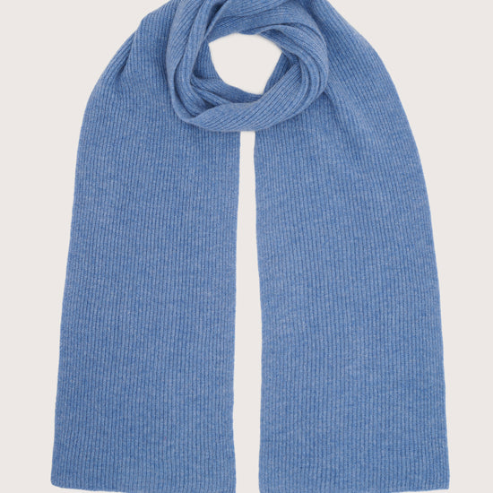 Denim blue ribbed cashmere scarf