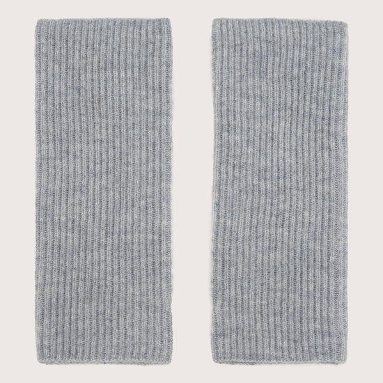 Pale grey rib cashmere wrist warmers