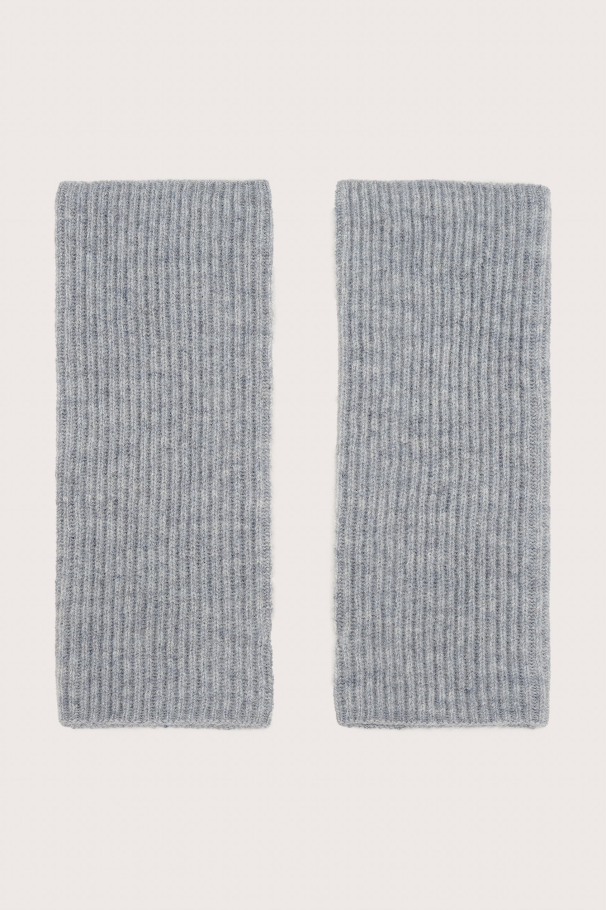 Pale grey rib cashmere wrist warmers