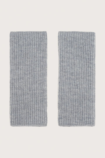 Pale grey rib cashmere wrist warmers