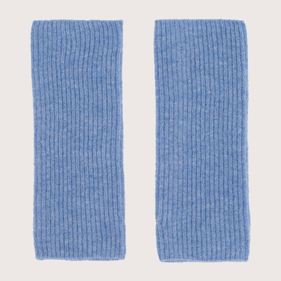 Denim blue rib cashmere wrist warmers