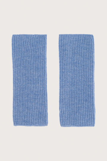 Denim blue rib cashmere wrist warmers