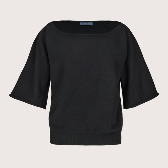 boat neck black cashmere jumper 