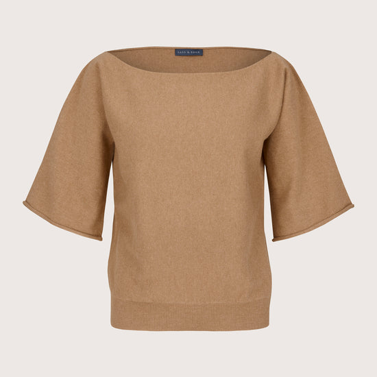 tan cashmere boat neck jumper