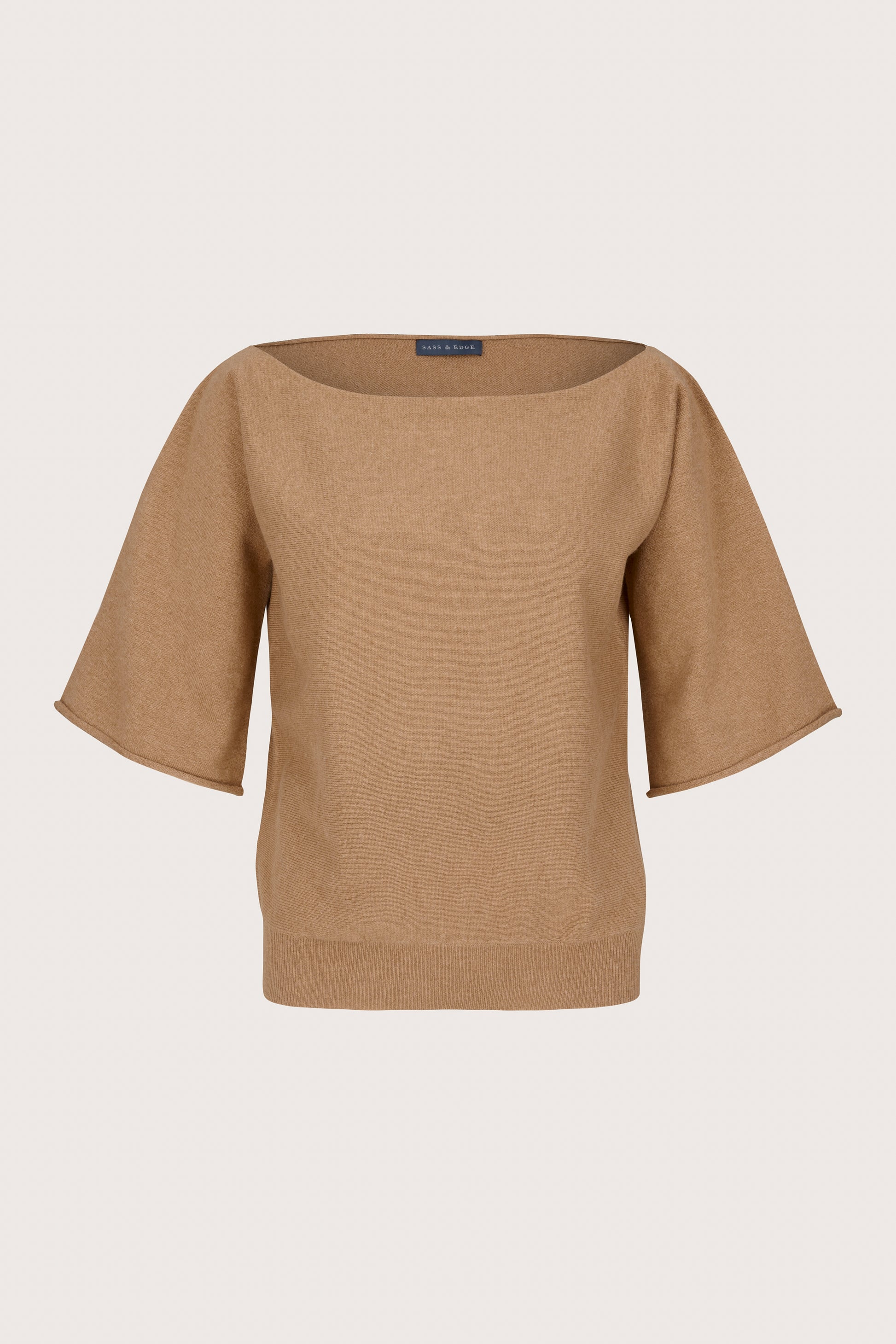 tan cashmere boat neck jumper